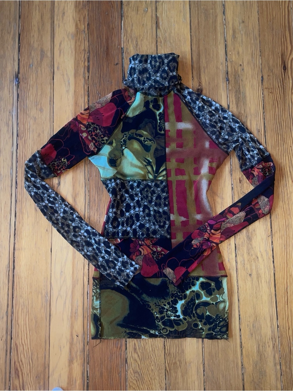 FUZZI Patchwork Turtleneck Long Sleeve